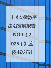 《安徽数字法治发展报告NO.1（2025）》蓝皮书发布