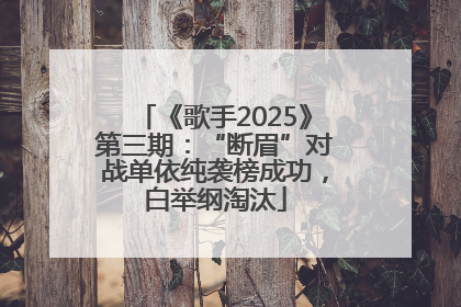 《歌手2025》第三期：“断眉”对战单依纯袭榜成功，白举纲淘汰