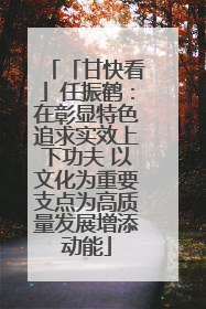 「甘快看」任振鹤：在彰显特色追求实效上下功夫 以文化为重要支点为高质量发展增添动能