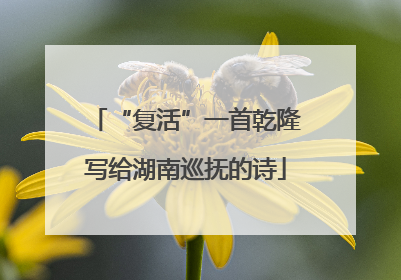“复活”一首乾隆写给湖南巡抚的诗
