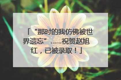 “那时的我仿佛被世界遗忘”……祝贺赵旭红，已被录取！
