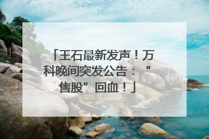 王石最新发声！万科晚间突发公告：“售股”回血！