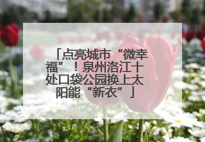 点亮城市“微幸福”！泉州洛江十处口袋公园换上太阳能“新衣”