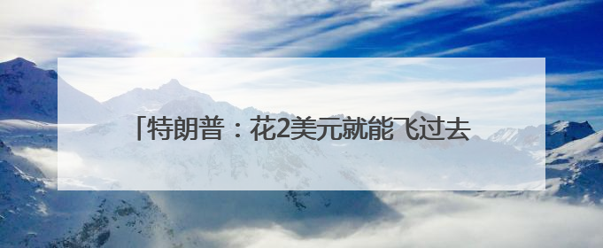 特朗普：花2美元就能飞过去，加州修什么高铁？浪费钱！