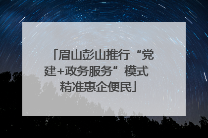 眉山彭山推行“党建+政务服务”模式 精准惠企便民