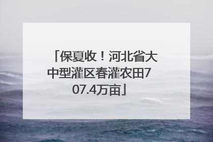 保夏收！河北省大中型灌区春灌农田707.4万亩