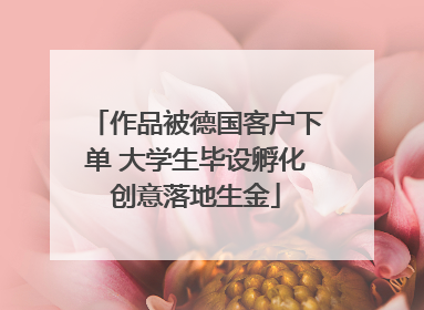 作品被德国客户下单 大学生毕设孵化创意落地生金