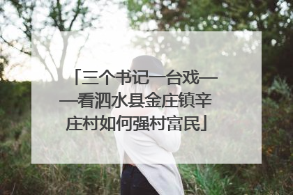 三个书记一台戏——看泗水县金庄镇辛庄村如何强村富民