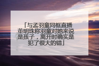 与孟羽童同框直播 董明珠称羽童对她来说是孩子，离开时确实是犯了很大的错