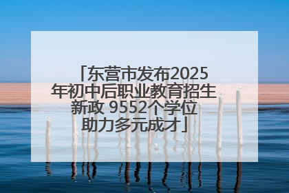 东营市发布2025年初中后职业教育招生新政 9552个学位助力多元成才