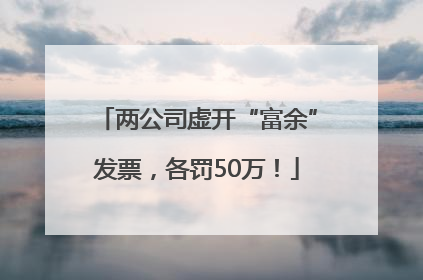 两公司虚开“富余”发票，各罚50万！