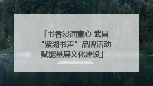 书香浸润童心 武昌“紫湖书声”品牌活动赋能基层文化建设
