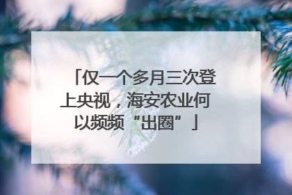 仅一个多月三次登上央视，海安农业何以频频“出圈”
