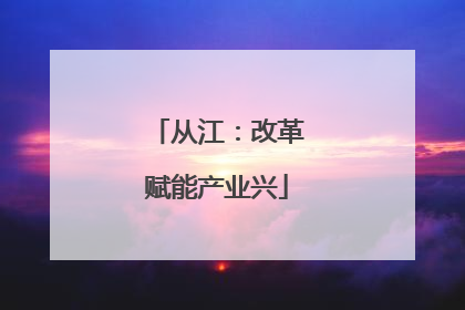从江：改革赋能产业兴