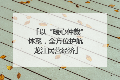 以“暖心仲裁”体系，全方位护航龙江民营经济