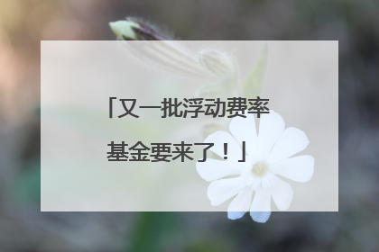 又一批浮动费率基金要来了！