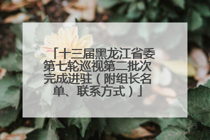 十三届黑龙江省委第七轮巡视第二批次完成进驻（附组长名单、联系方式）