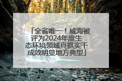 全省唯一！威海被评为2024年度生态环境领域真抓实干成效明显地方典型