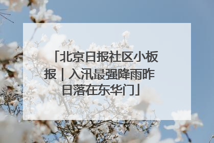 北京日报社区小板报｜入汛最强降雨昨日落在东华门