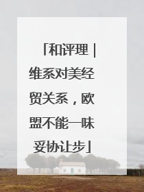 和评理｜维系对美经贸关系，欧盟不能一味妥协让步