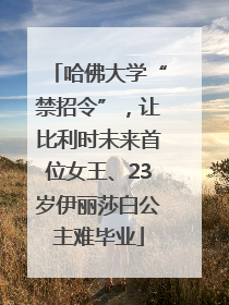 哈佛大学“禁招令”，让比利时未来首位女王、23岁伊丽莎白公主难毕业