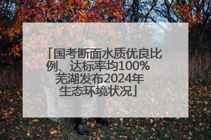 国考断面水质优良比例、达标率均100% 芜湖发布2024年生态环境状况