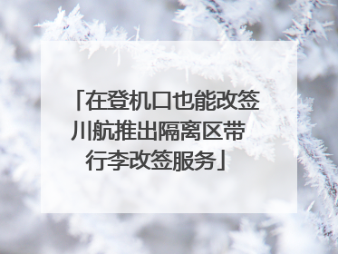 在登机口也能改签 川航推出隔离区带行李改签服务