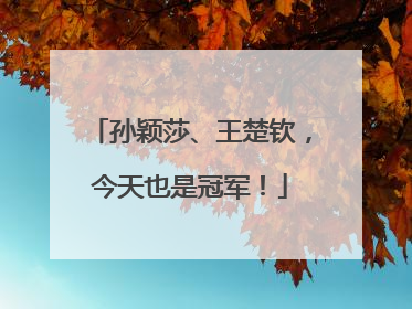 孙颖莎、王楚钦，今天也是冠军！