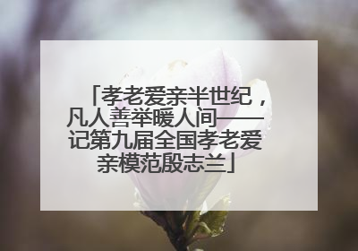孝老爱亲半世纪，凡人善举暖人间——记第九届全国孝老爱亲模范殷志兰