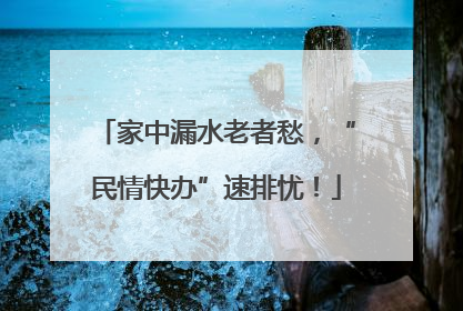 家中漏水老者愁，“民情快办”速排忧！