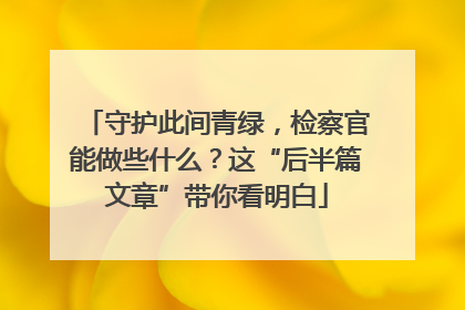 守护此间青绿，检察官能做些什么？这“后半篇文章”带你看明白