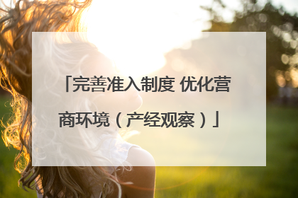完善准入制度 优化营商环境（产经观察）