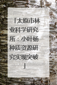 太原市林业科学研究所：小叶杨种质资源研究实现突破