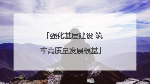 强化基层建设 筑牢高质量发展根基