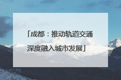 成都：推动轨道交通深度融入城市发展