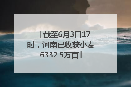 截至6月3日17时，河南已收获小麦6332.5万亩