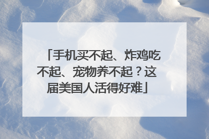 手机买不起、炸鸡吃不起、宠物养不起？这届美国人活得好难