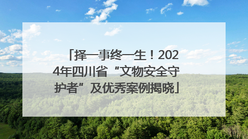 择一事终一生！2024年四川省“文物安全守护者”及优秀案例揭晓