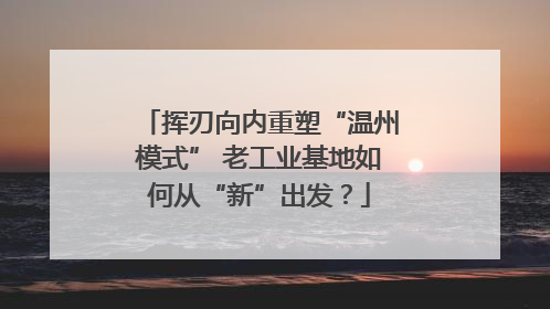 挥刃向内重塑“温州模式” 老工业基地如何从“新”出发？