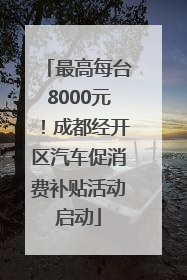 最高每台8000元！成都经开区汽车促消费补贴活动启动