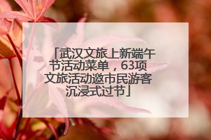 武汉文旅上新端午节活动菜单，63项文旅活动邀市民游客沉浸式过节