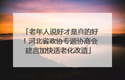 老年人说好才是真的好！河北省政协专题协商会建言加快适老化改造