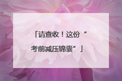 请查收！这份“考前减压锦囊”