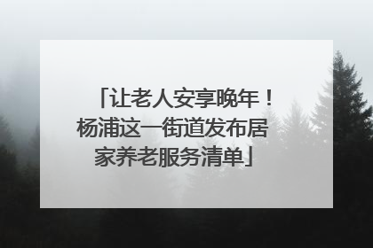 让老人安享晚年！杨浦这一街道发布居家养老服务清单