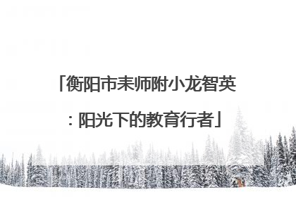 衡阳市耒师附小龙智英：阳光下的教育行者