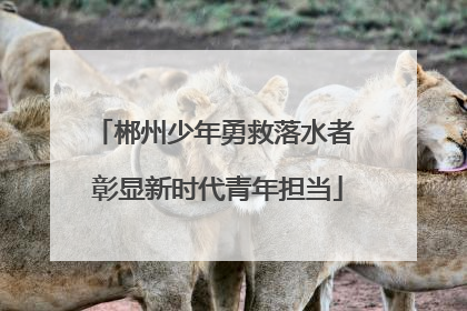 郴州少年勇救落水者 彰显新时代青年担当
