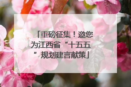 重磅征集！邀您为江西省“十五五”规划建言献策