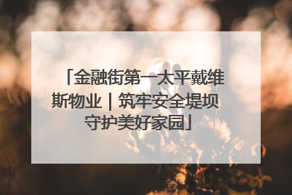 金融街第一太平戴维斯物业｜筑牢安全堤坝 守护美好家园