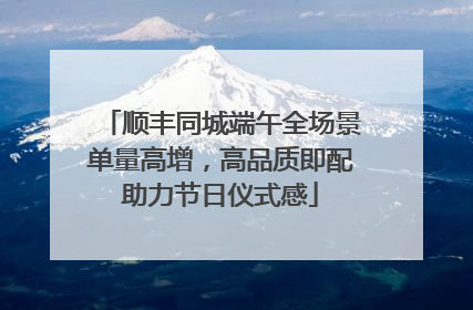 顺丰同城端午全场景单量高增，高品质即配助力节日仪式感