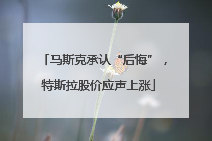 马斯克承认“后悔”，特斯拉股价应声上涨